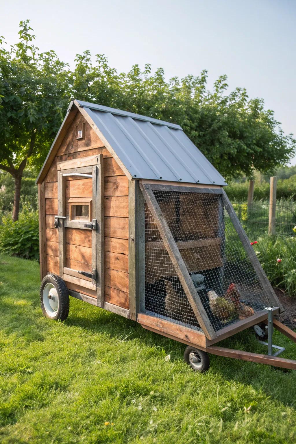 Elevate your garden game with this artisanal chicken tractor—where style meets sustainability.