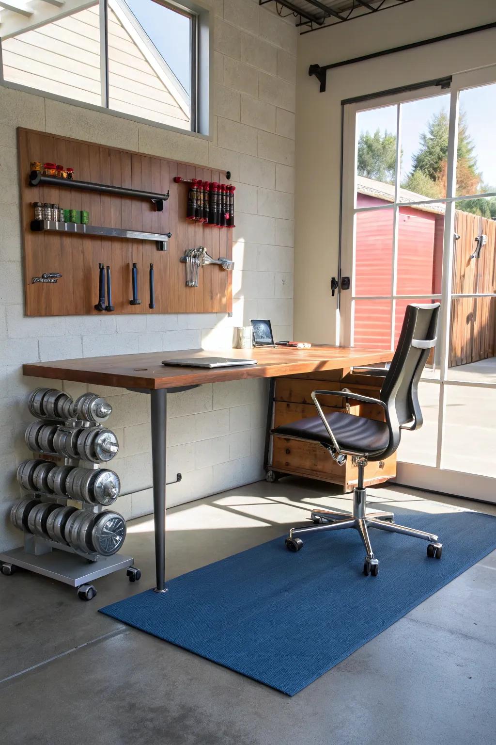 Transform your garage into a versatile workspace with style and function in mind.