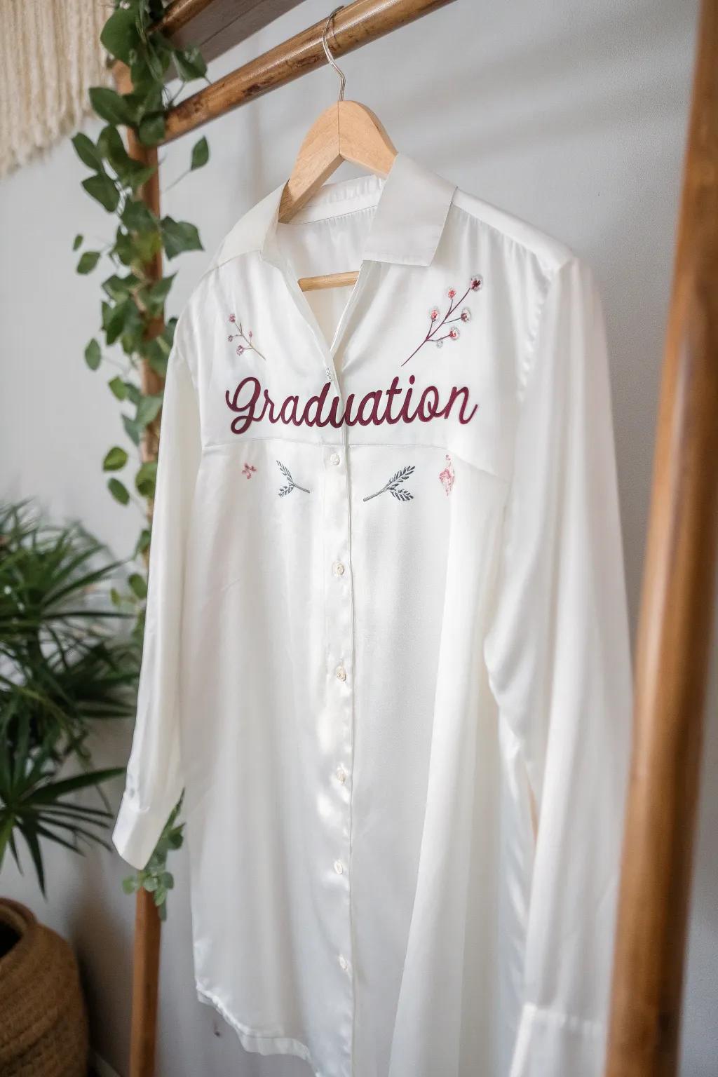 Celebrate in style with elegant fonts and minimalist design on your graduation shirt.