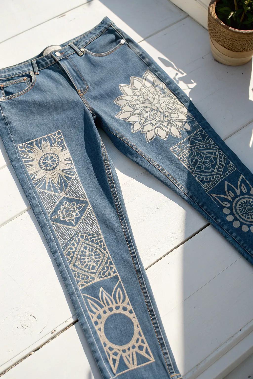 Transform your jeans into wearable art with stunning stencil designs. A perfect blend of creativity and style!