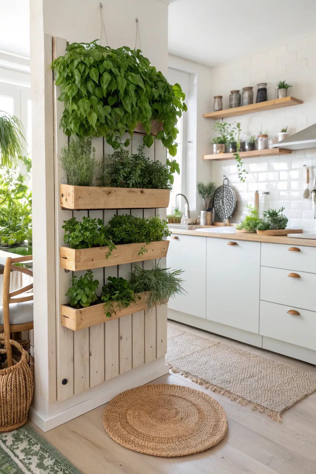Elevate your kitchen with a touch of greenery—fresh herbs at your fingertips in a chic vertical garden. 🌿✨