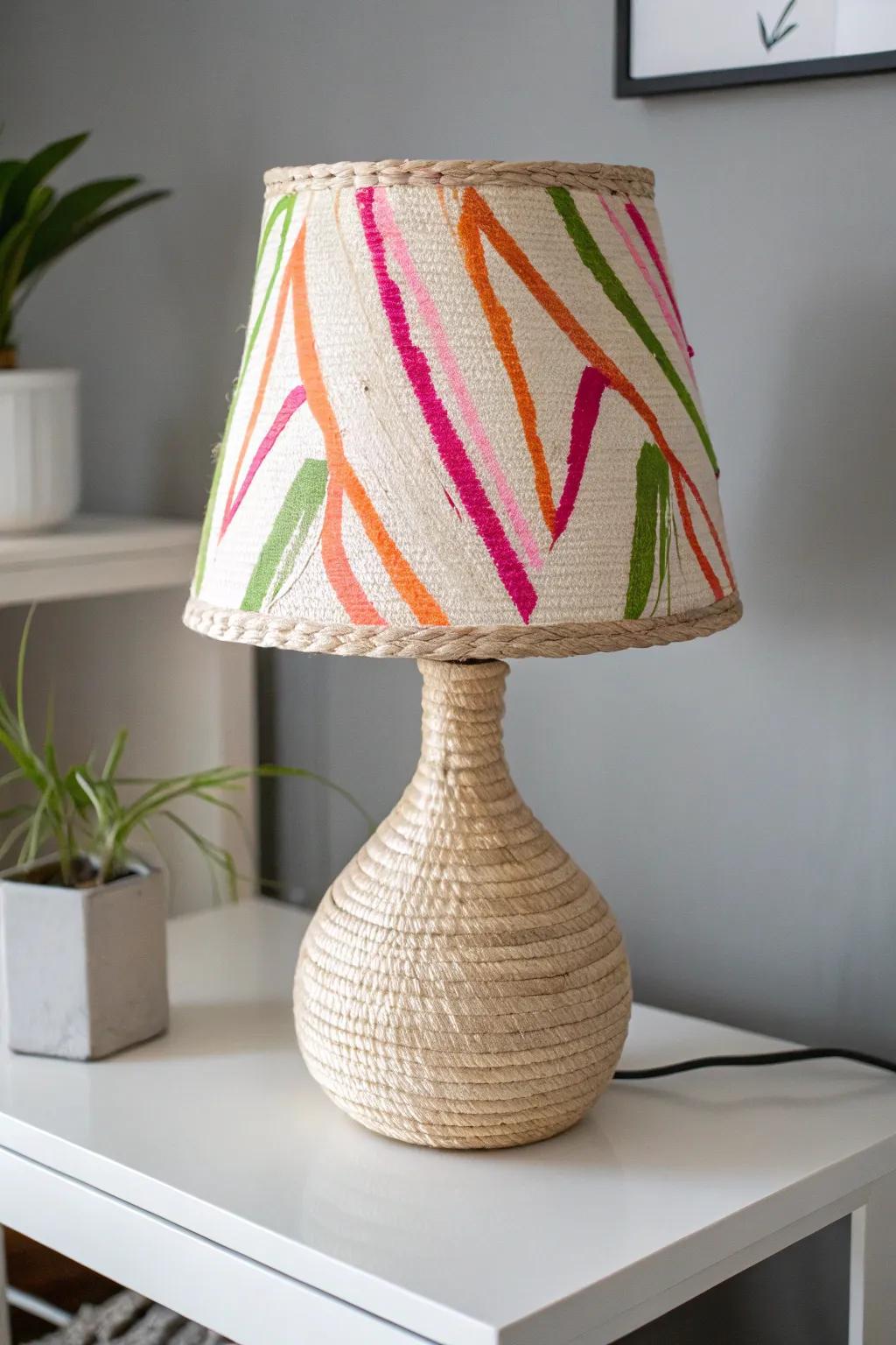 Transform your space with a pop of neon! 🌟 Brighten up your room by adding a touch of vibrant color to your lampshades. #NeonVibes #ScandiBoho