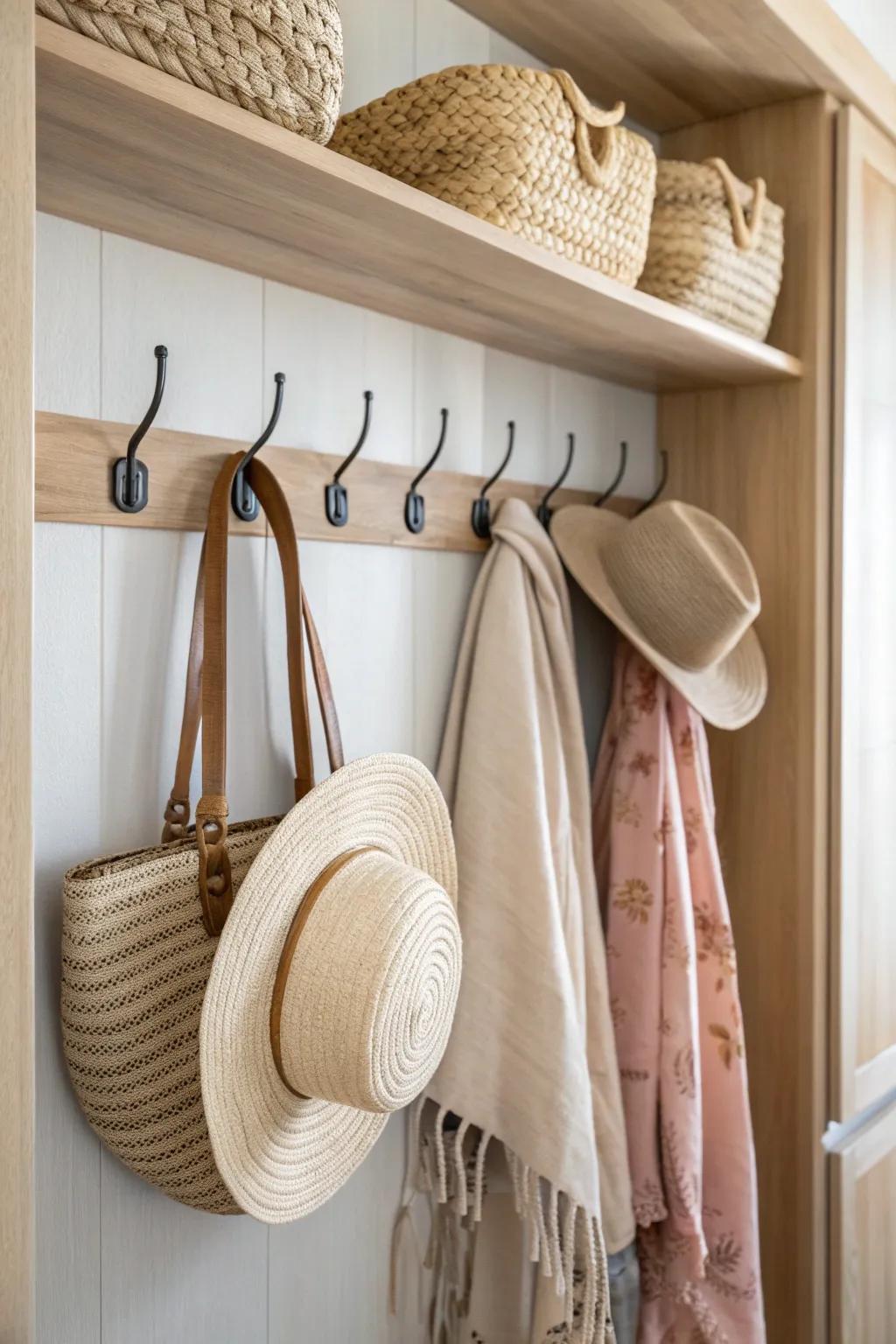 Transform your small closet into a stylish haven with handcrafted hooks - where minimalism meets boho charm.