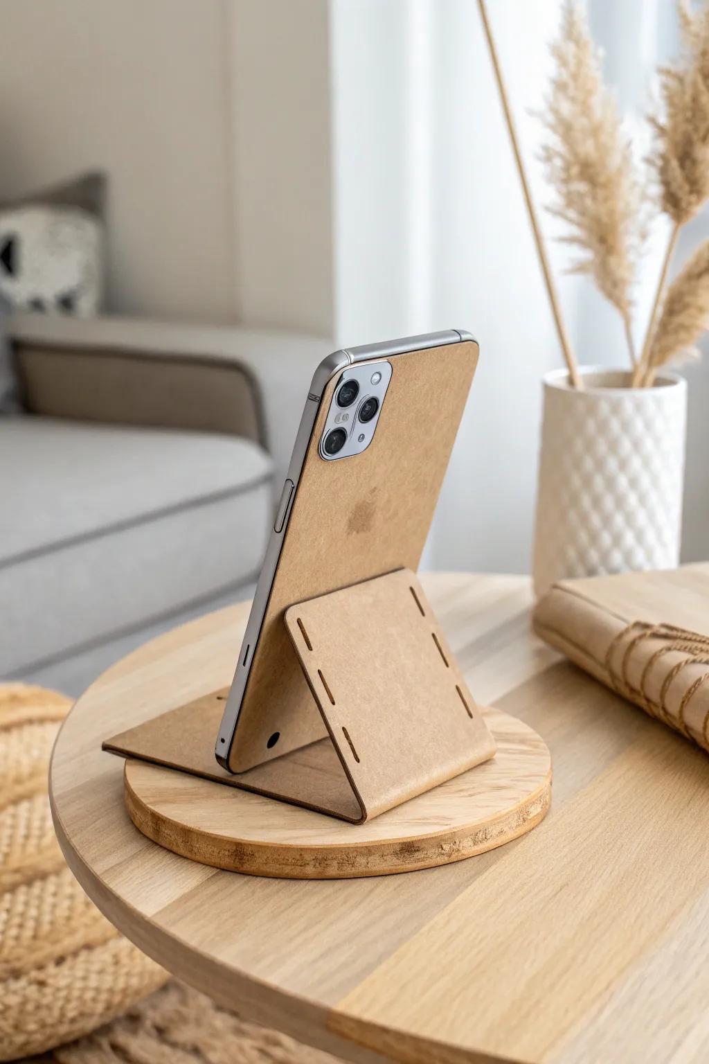Foldable Convenience: Embrace minimalist design with this eco-friendly cardboard phone stand, perfect for your on-the-go adventures.