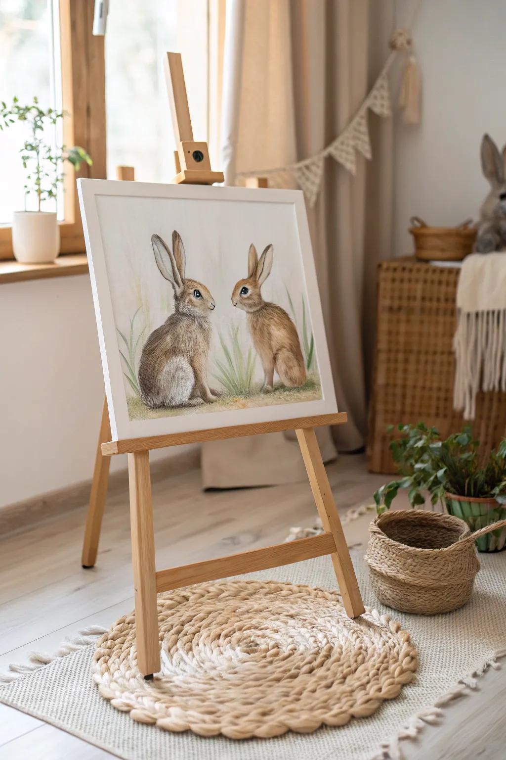 Add a touch of whimsy to your space with storybook rabbits in conversation. 🐇✨