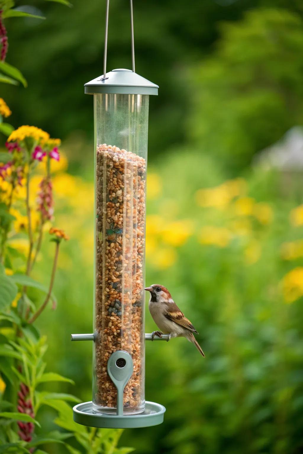 Elevate your garden with this unique PVC bird feeder that marries style and functionality.