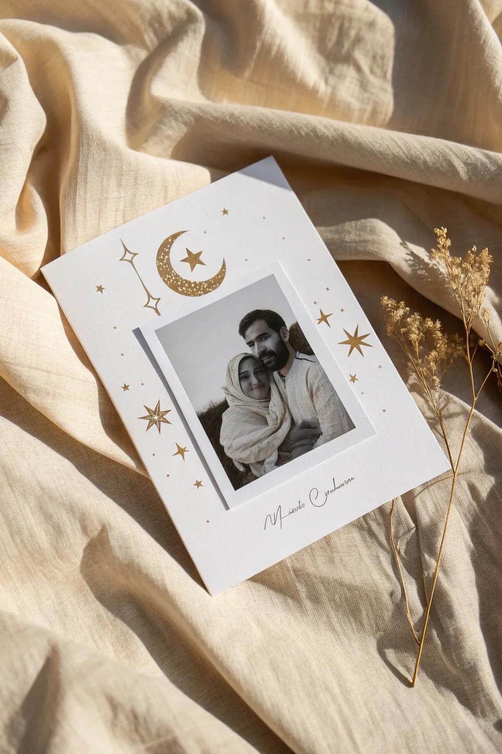 Craft a heartfelt connection this Ramadan with a personalized photo card that blends minimalist elegance with personal warmth.