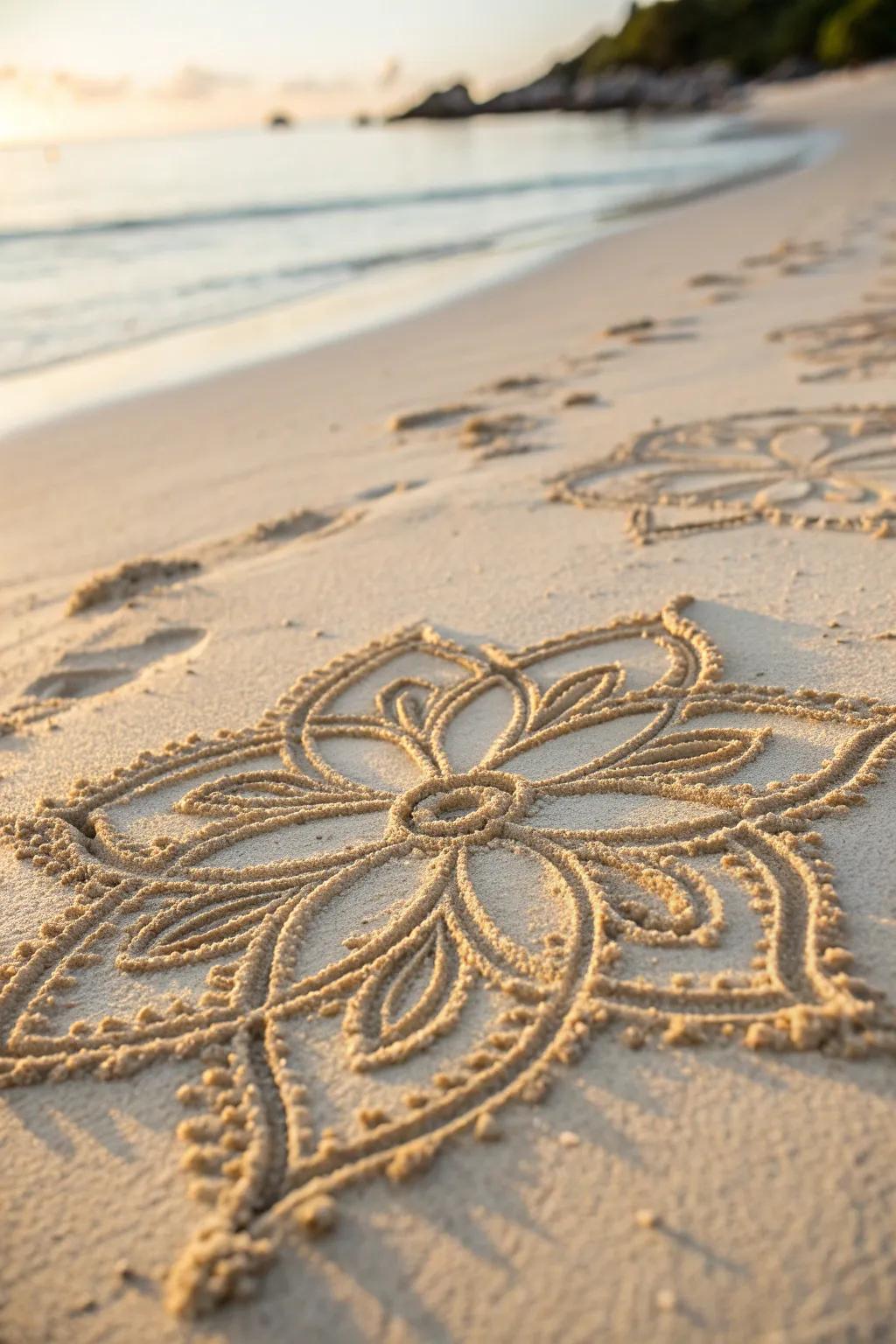 Find tranquility in the simplicity of sand art—nature's canvas at your fingertips.