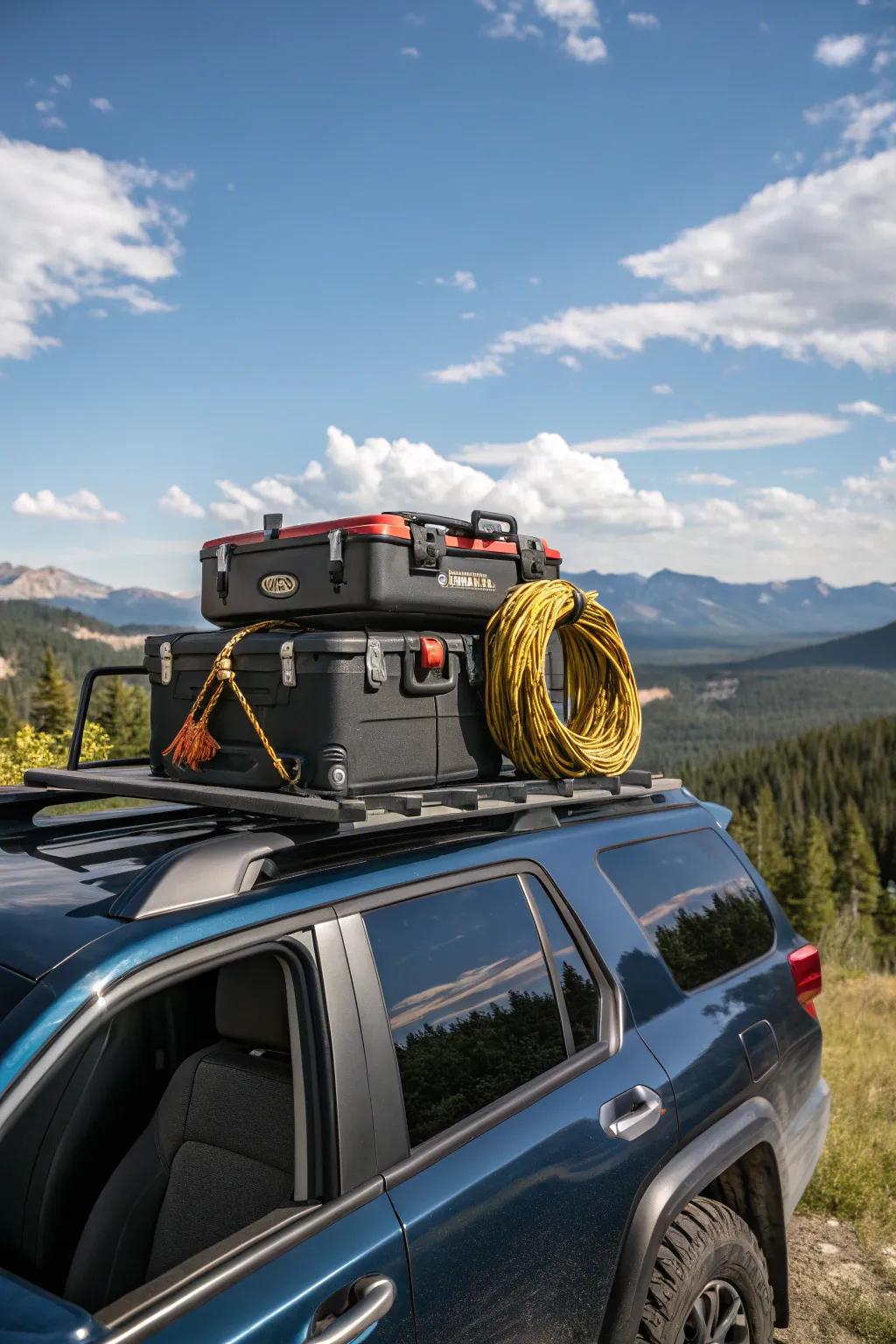 Elevate your adventure with smart roof storage solutions—where style meets functionality.