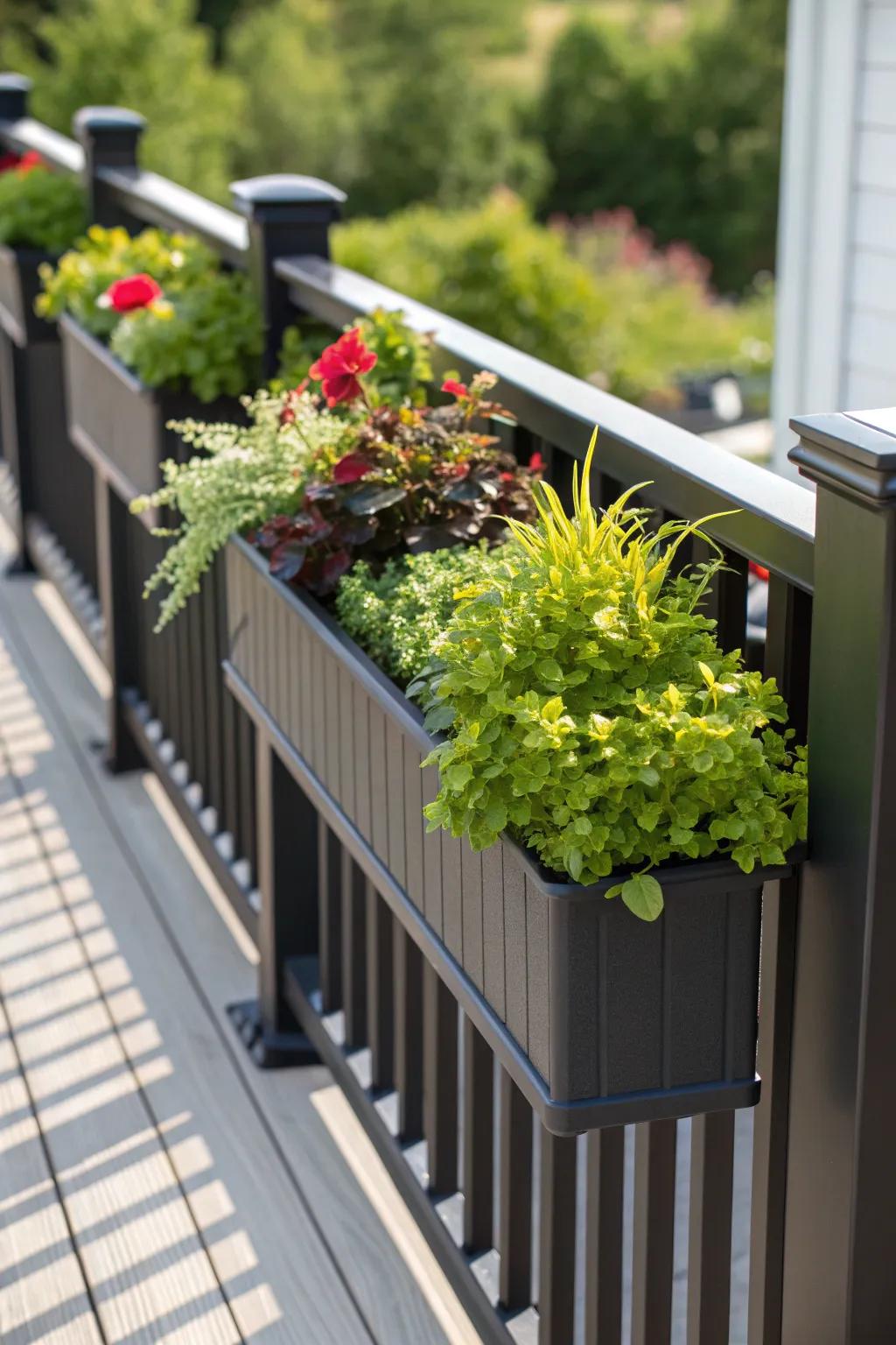 Elevate your deck with stunning built-in planter boxes that blend craftsmanship with natural beauty.