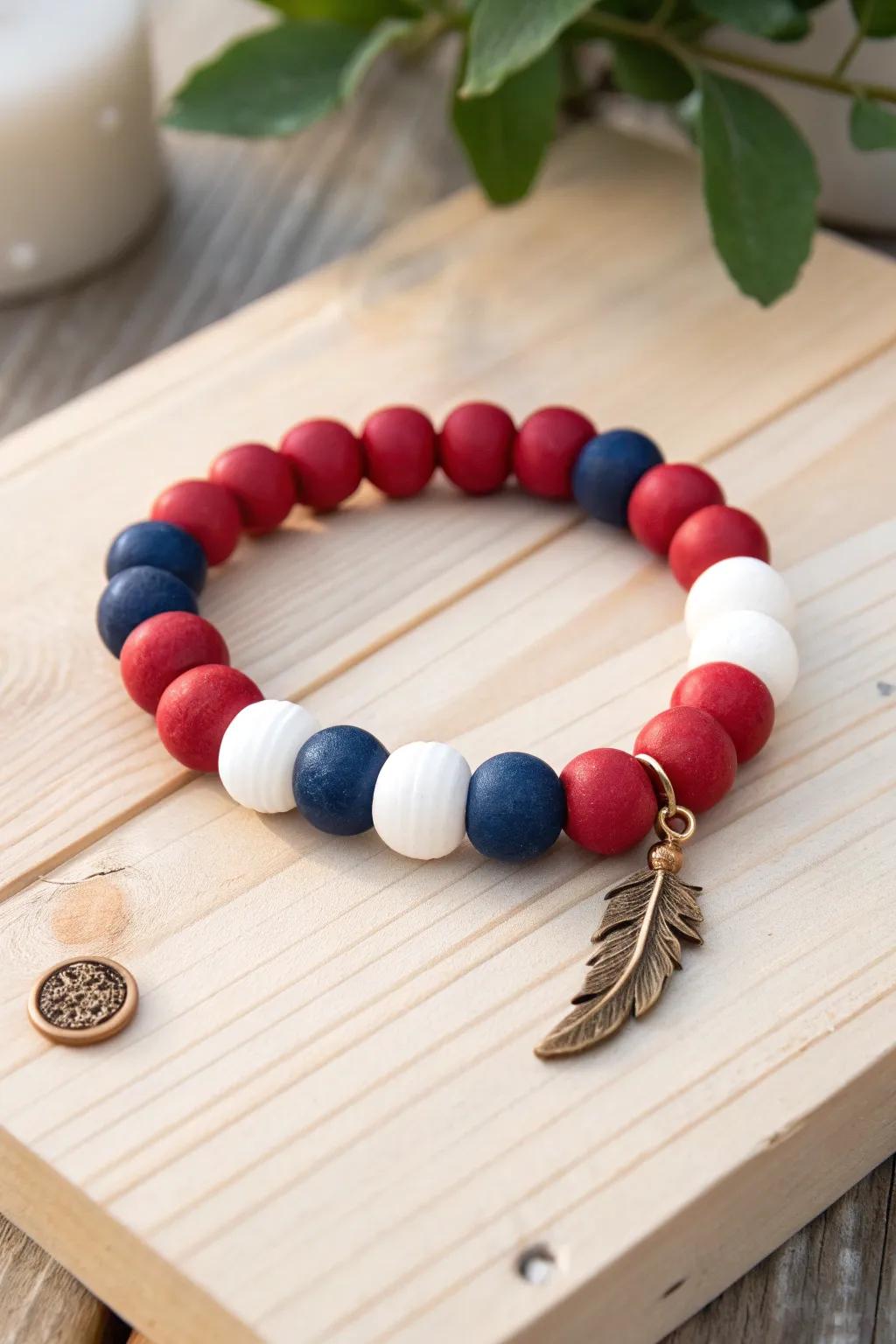 Celebrate the 4th of July with bold elegance: A modern clay bead bracelet that pops with color and style!