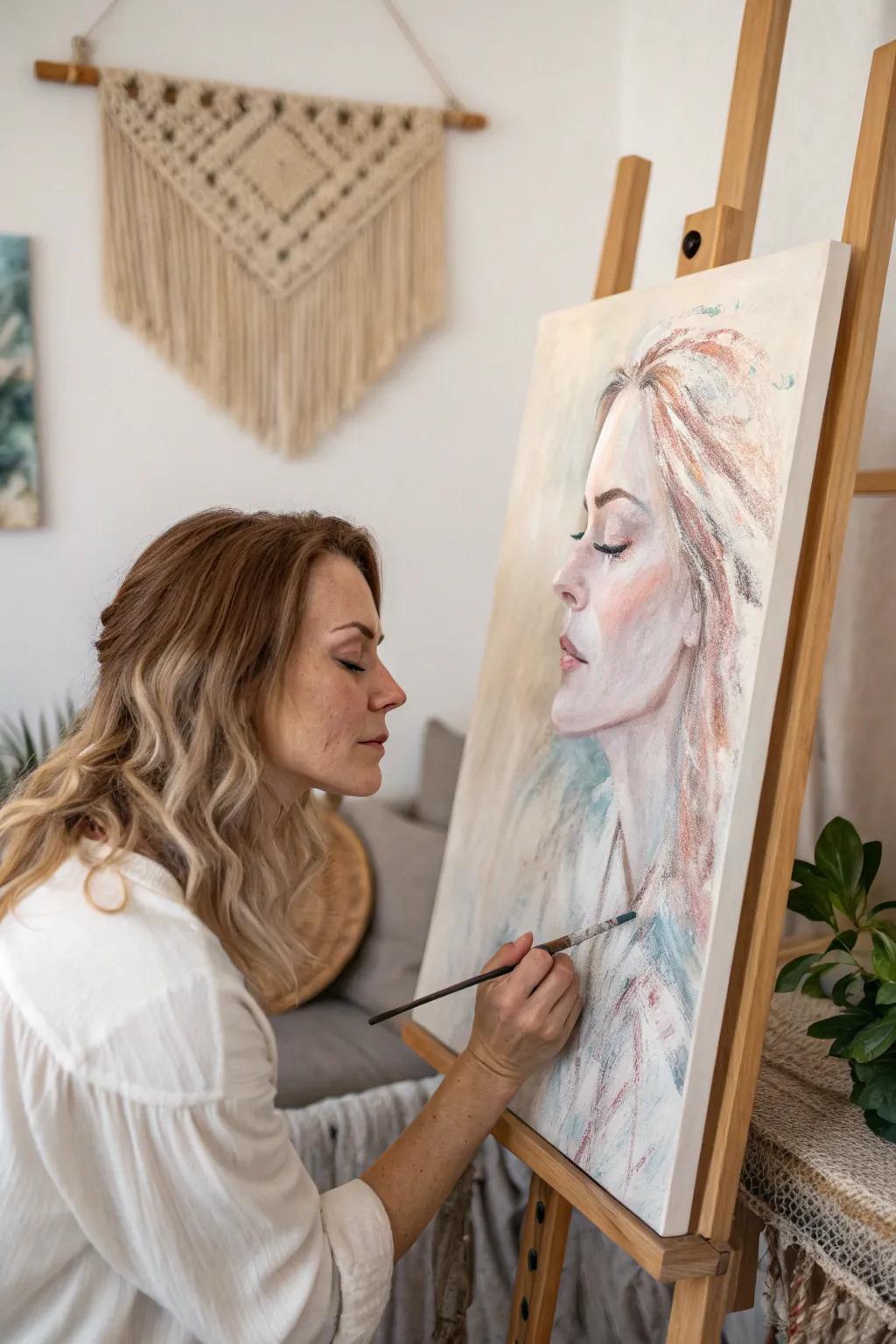 Add depth to your portraits with texture - explore the beauty of layers in acrylic painting.