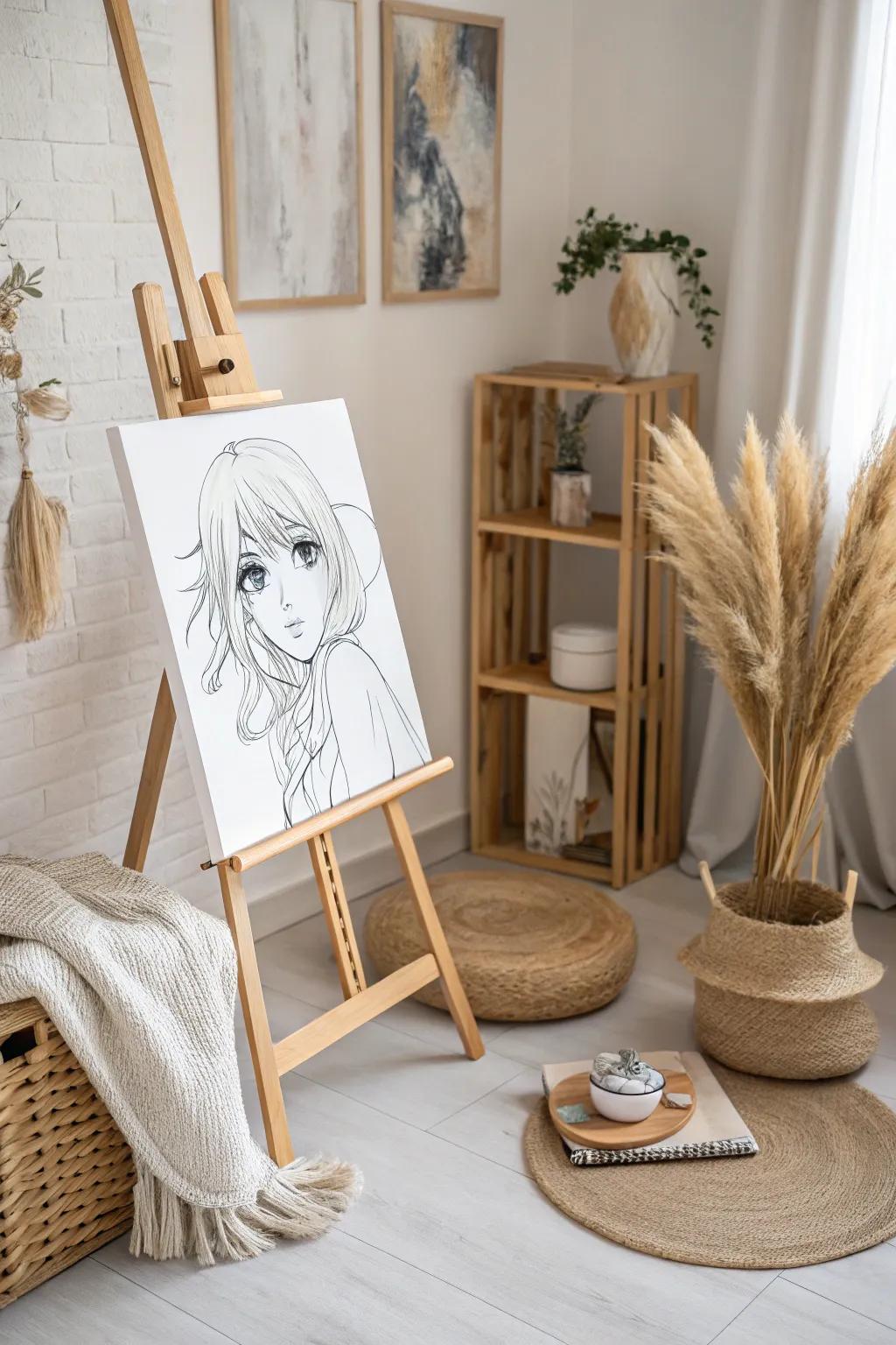 Explore the beauty of simplicity with monochrome anime art, where every brushstroke tells a story.