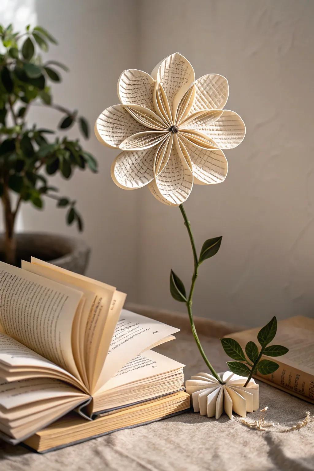 Elegance in Simplicity: Discover the Art of Layered Book Page Flowers.