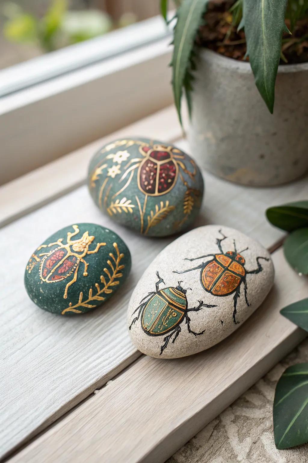 Nature's art: Vine bugs dance across your garden stones.