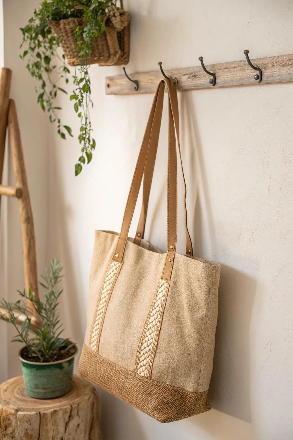 Elevate your style with this chic burlap tote—perfect for market trips or everyday elegance.