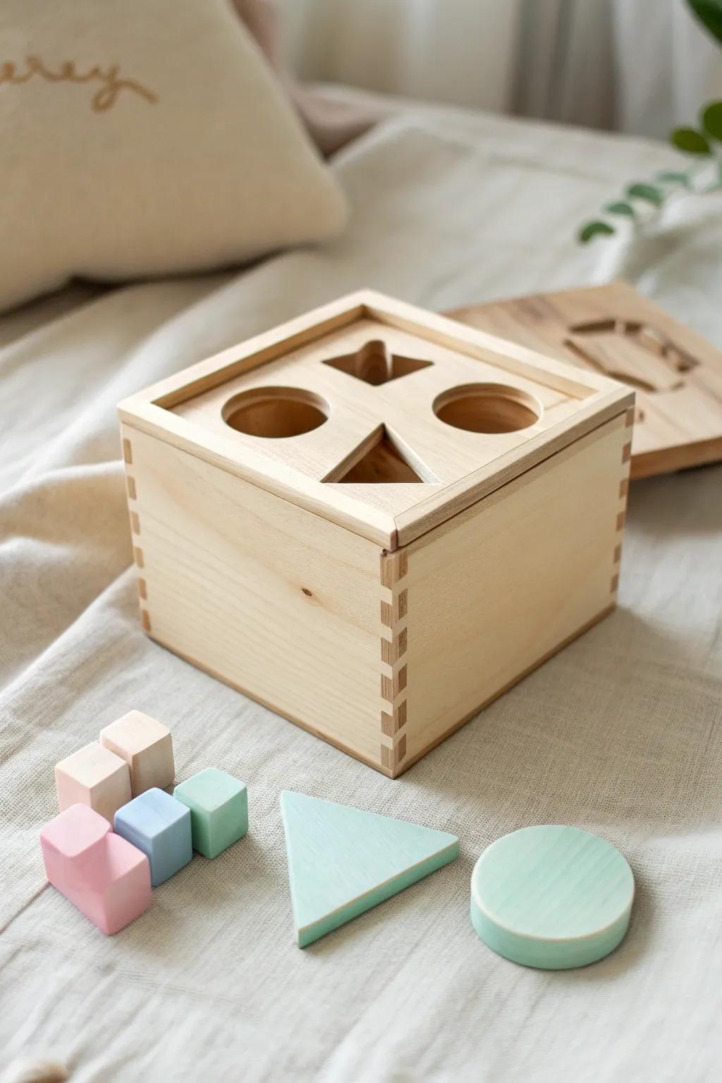 Engage little minds with this charming DIY shape sorter—where learning meets minimalist elegance.