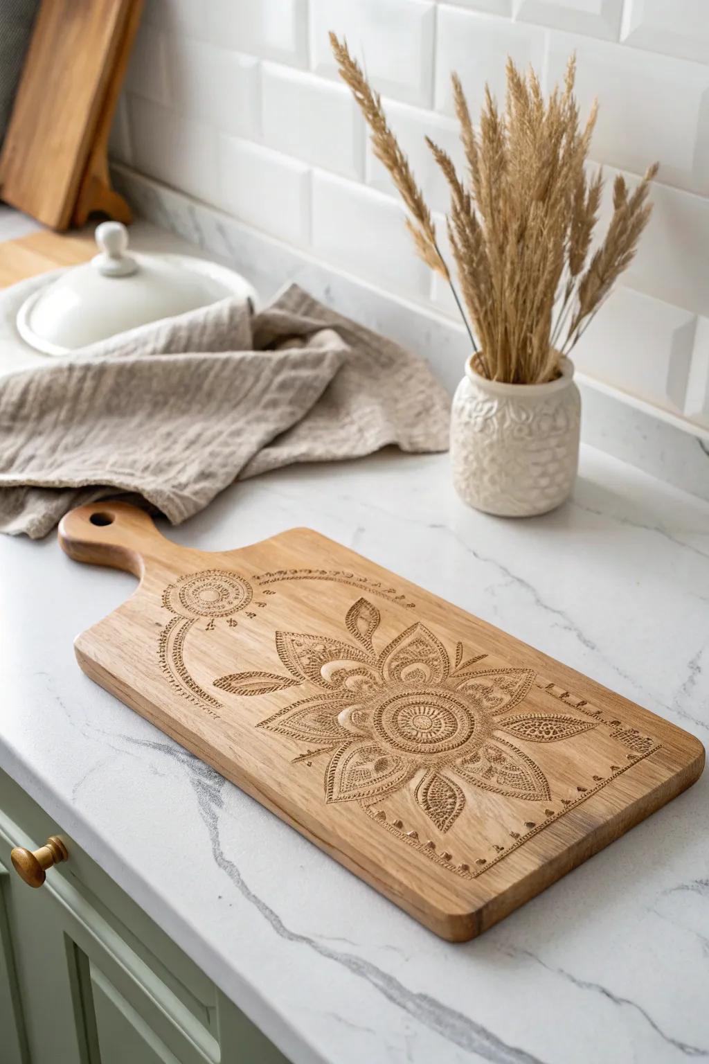 Art meets culinary delight: A personalized charcuterie board with a creative touch.