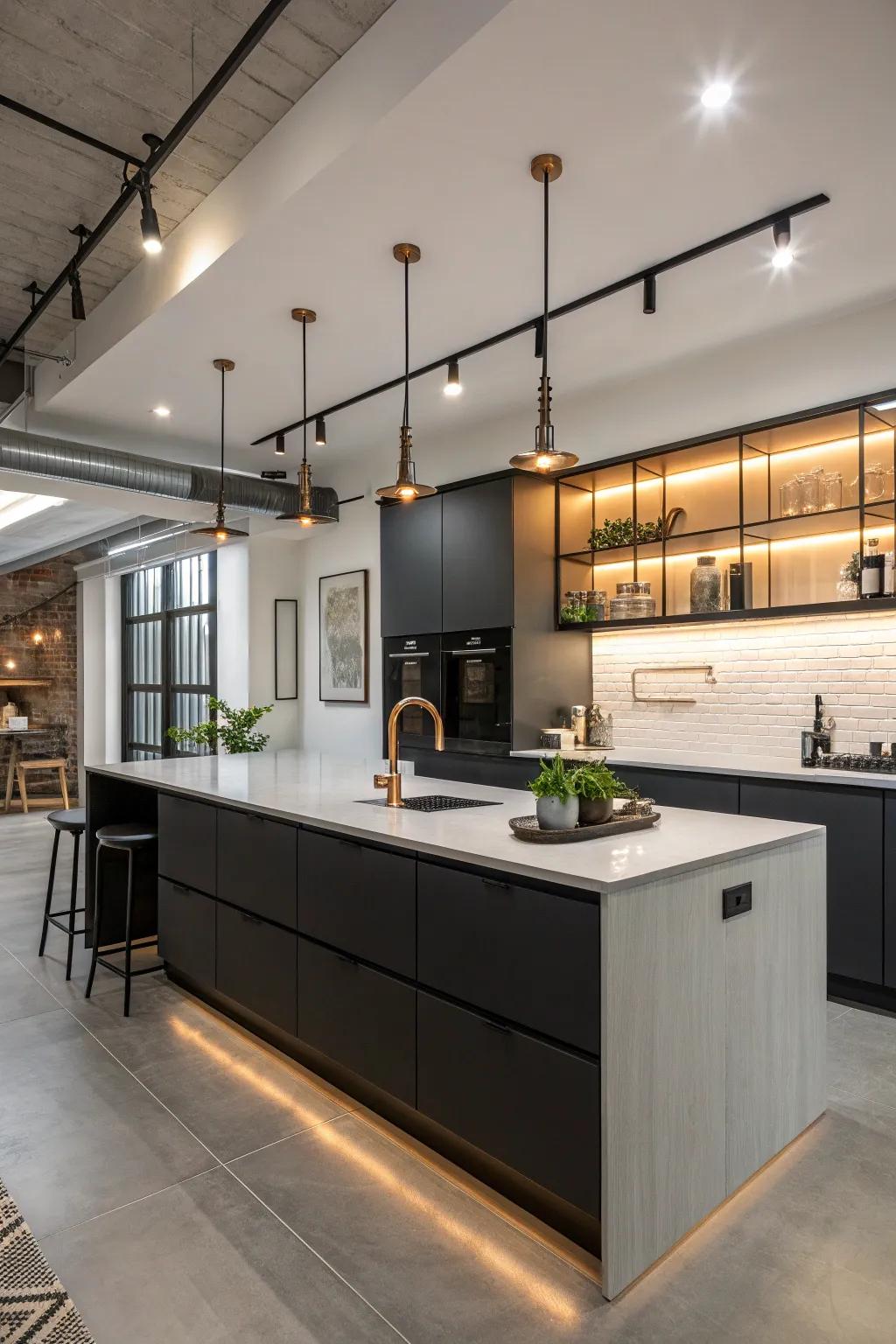 Efficient elegance: Save on plumbing by clustering water usage areas in style.