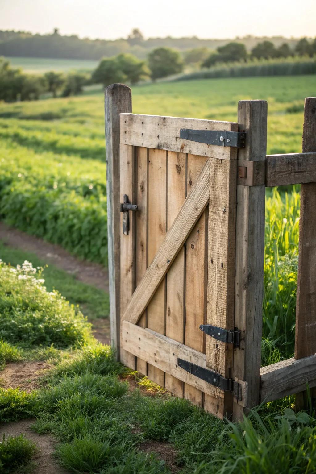 Transform old pallets into a charming chicken gate - rustic style meets sustainability.