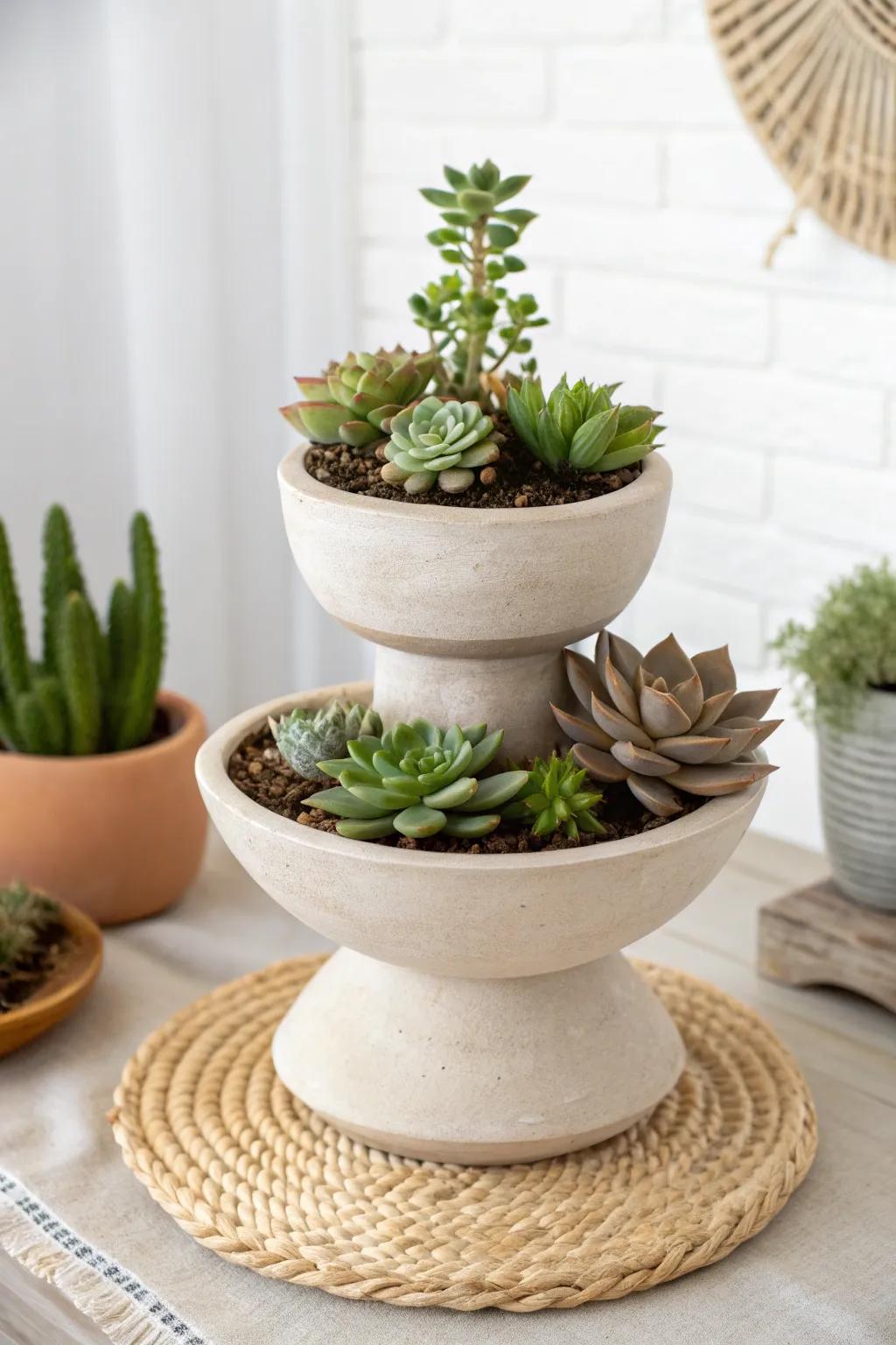 Elevate Your Greenery: Discover the charm of double-pot sculptures for a touch of Scandinavian elegance.
