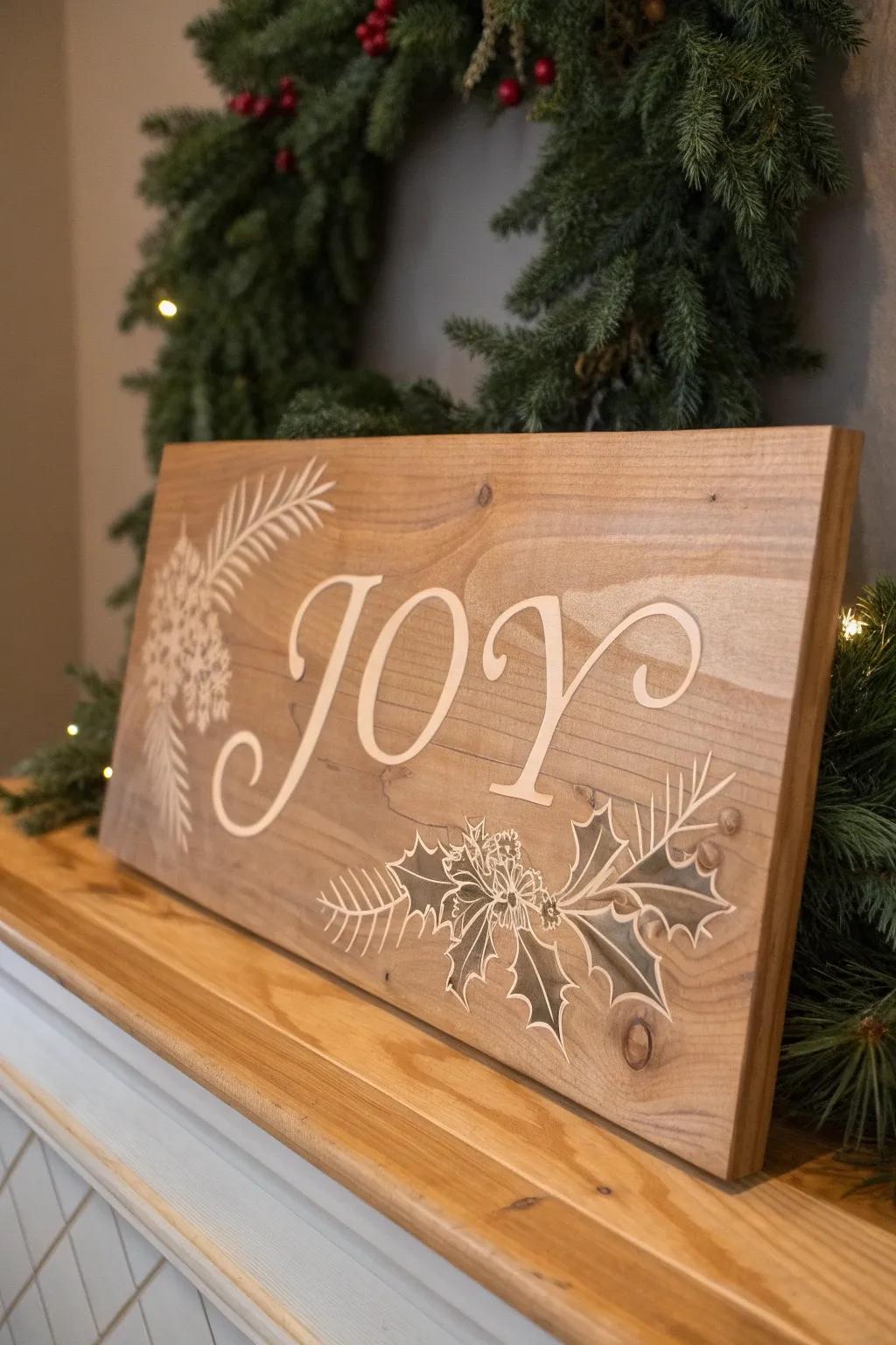 Add a touch of elegance to your holiday decor with this stunning CNC-carved 'Joy' sign, perfect for bringing festive cheer to any space.
