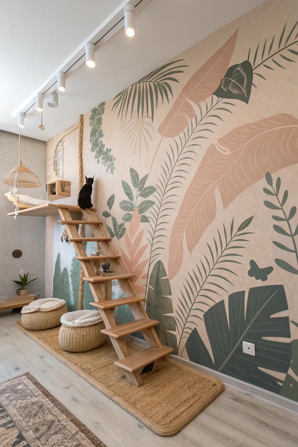 Transform your space with a stunning cat climbing wall that doubles as a whimsical jungle adventure!