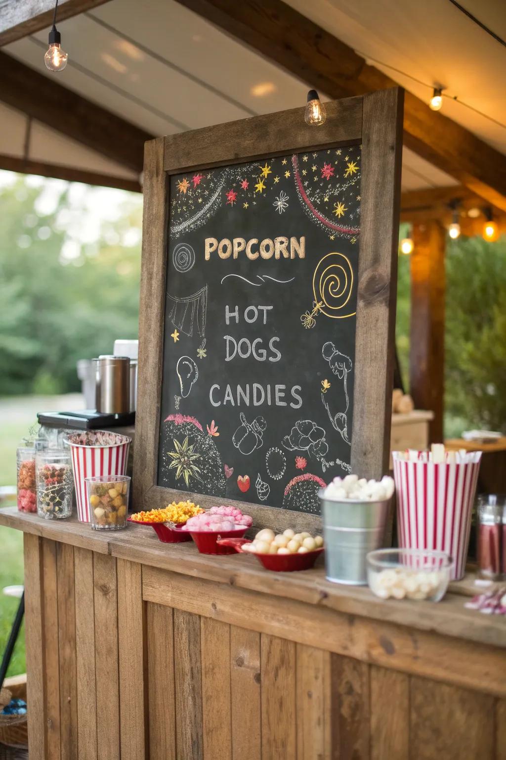 Add a touch of fun to your concession stand with a creative chalkboard menu!