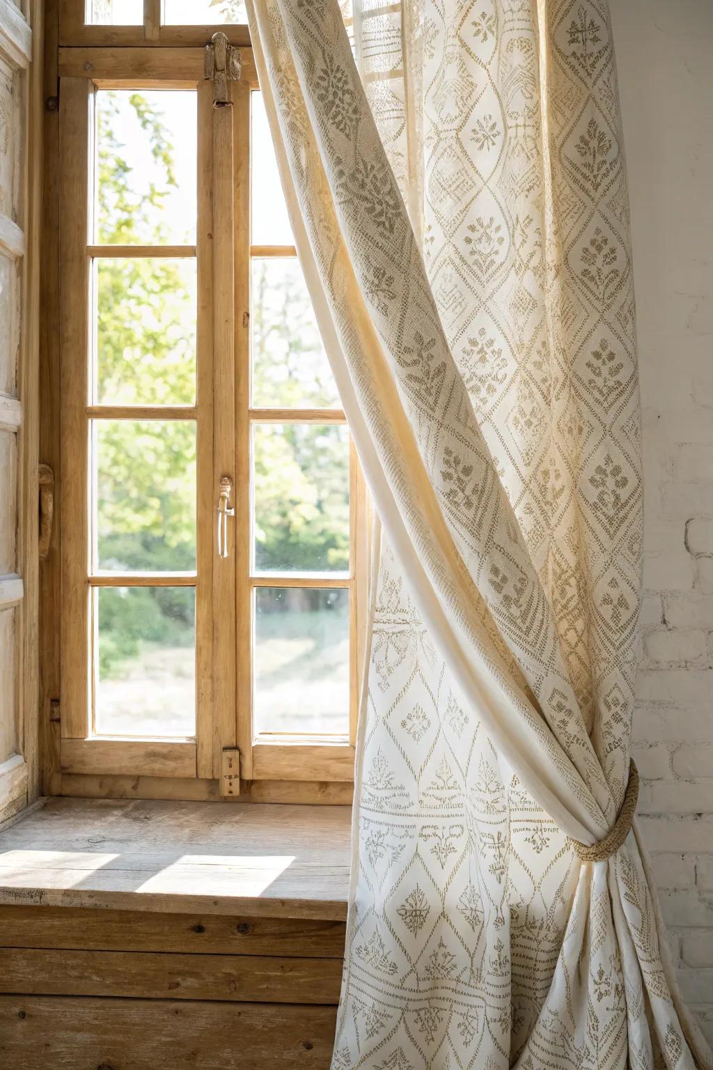 Transform your space with a touch of elegance using shower curtains as chic window treatments.