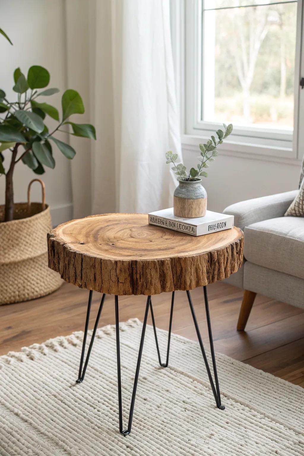 Bring a touch of nature indoors with this stunning DIY log slice side table, perfect for minimalist and boho-inspired spaces.