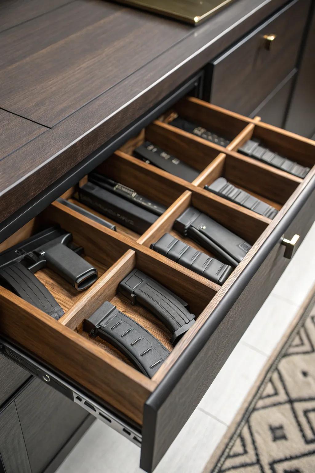 Elevate your storage game with custom drawer dividers for a perfectly organized magazine collection.