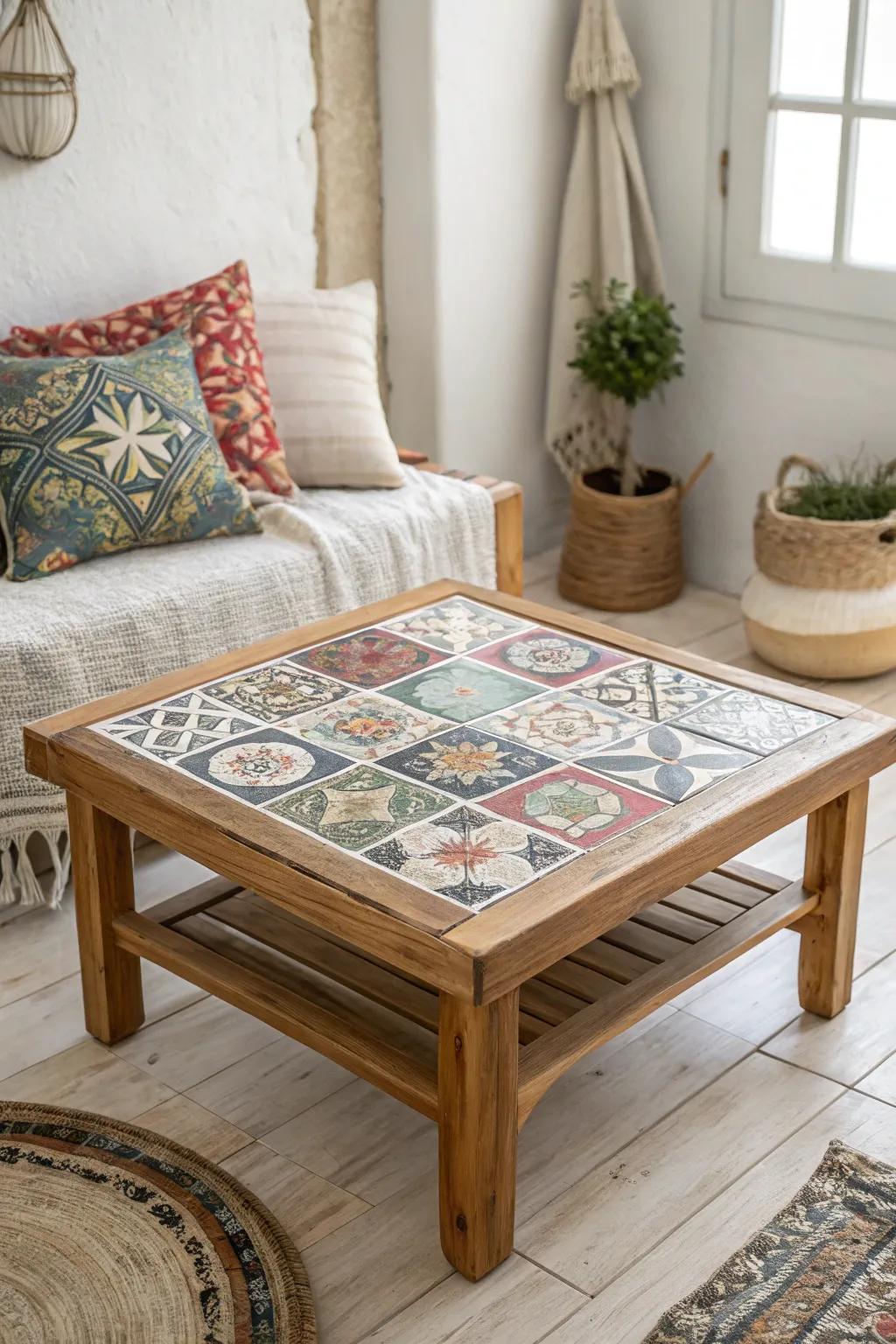 Transform your space with a touch of eclectic charm using a DIY tile table masterpiece.