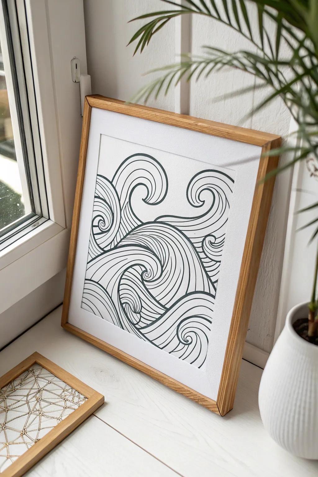 Dive into the fluid elegance of abstract wave Zentangles, where simplicity meets artistry.