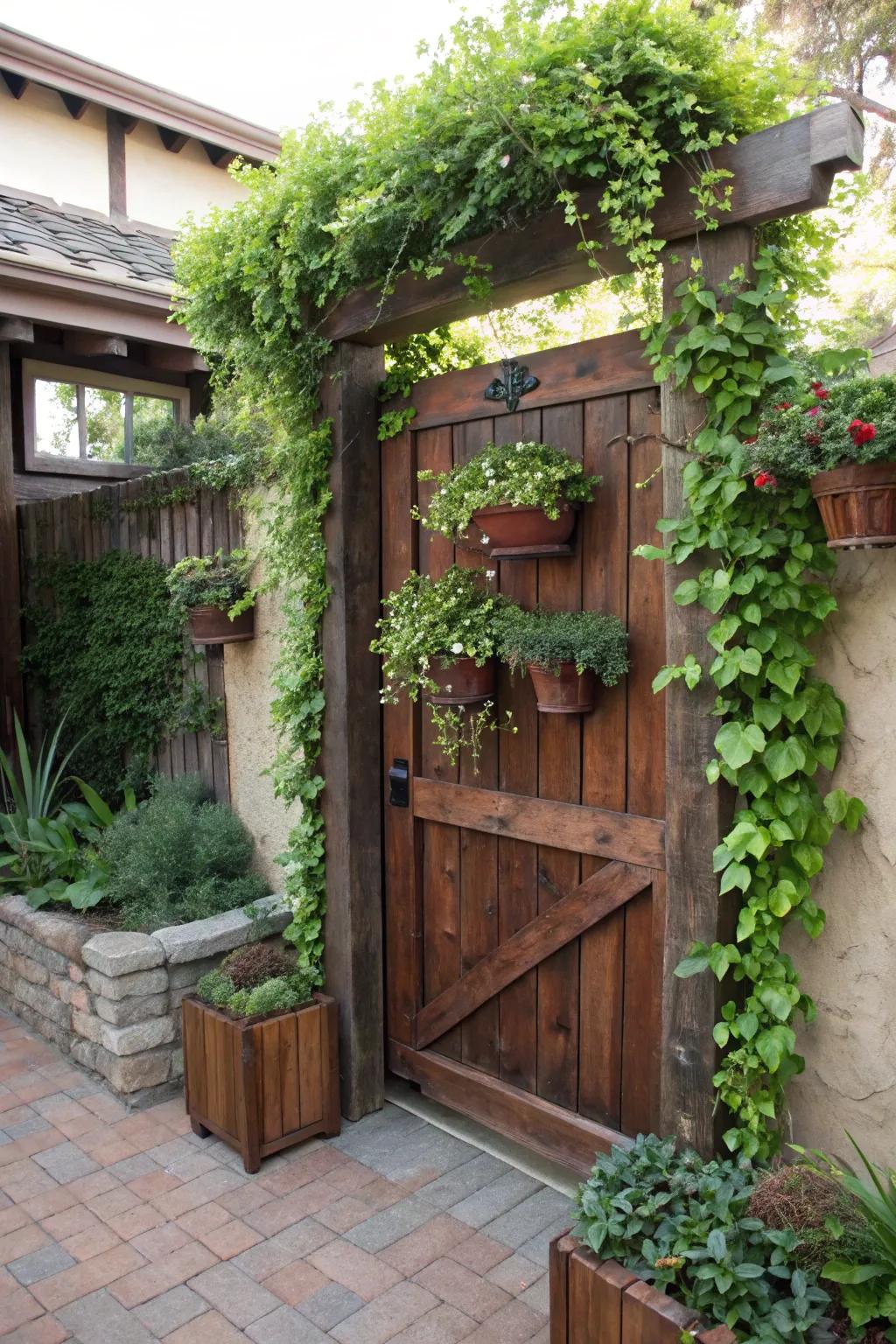 Elevate your entrance with a stunning vertical garden gate – where nature meets style.