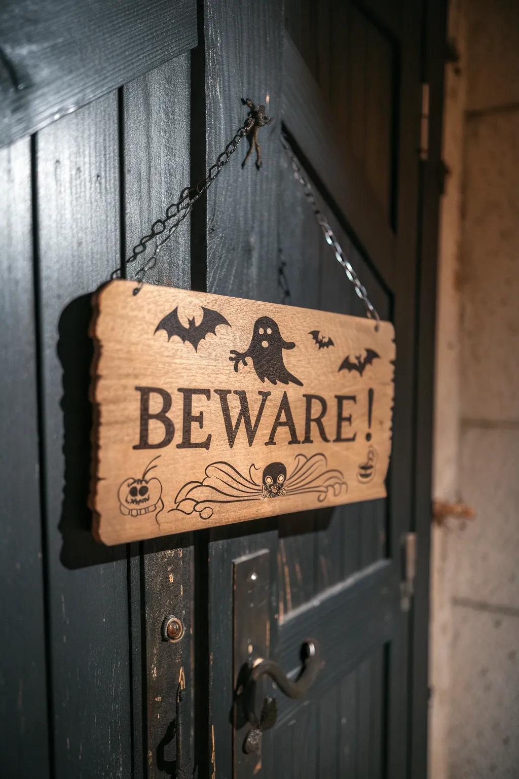 Welcome to the Haunted House: A Spooky Engraved Sign to Set the Mood.