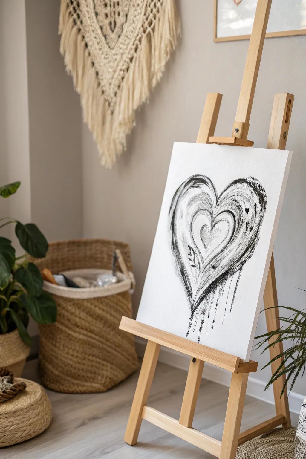 Embrace the beauty of simplicity with this monochrome heart masterpiece. #ScandiStyle #MinimalistArt