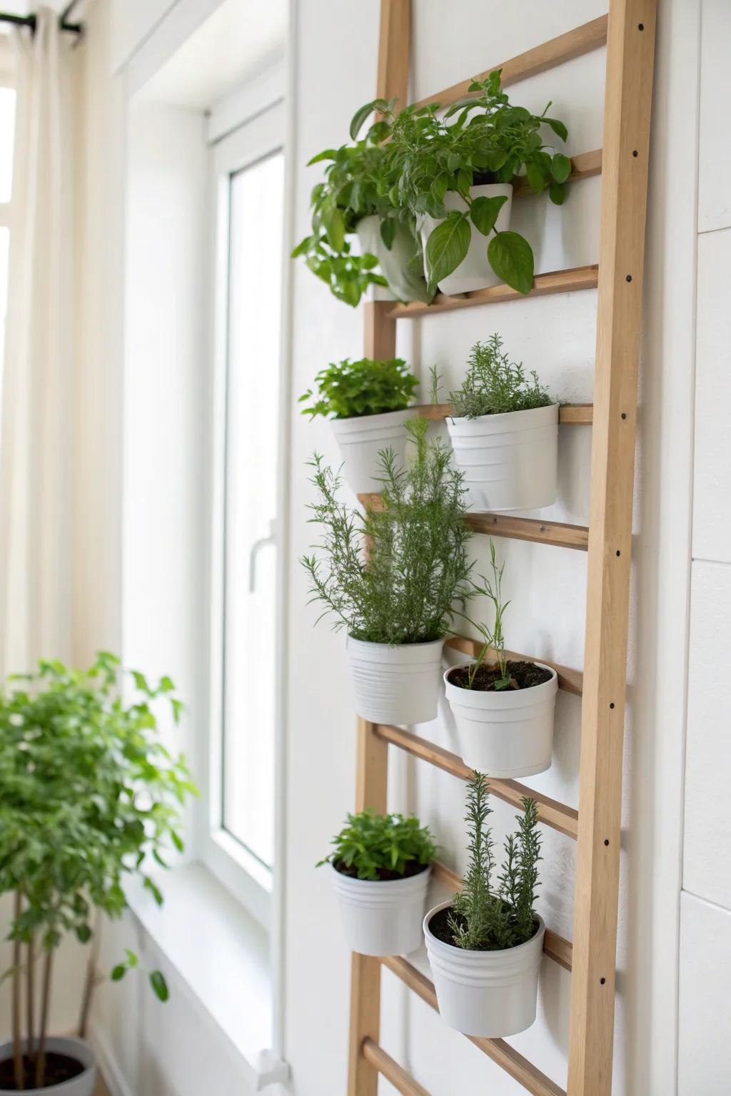 Elevate your kitchen space with a chic vertical herb garden trellis—where style meets fresh flavor.