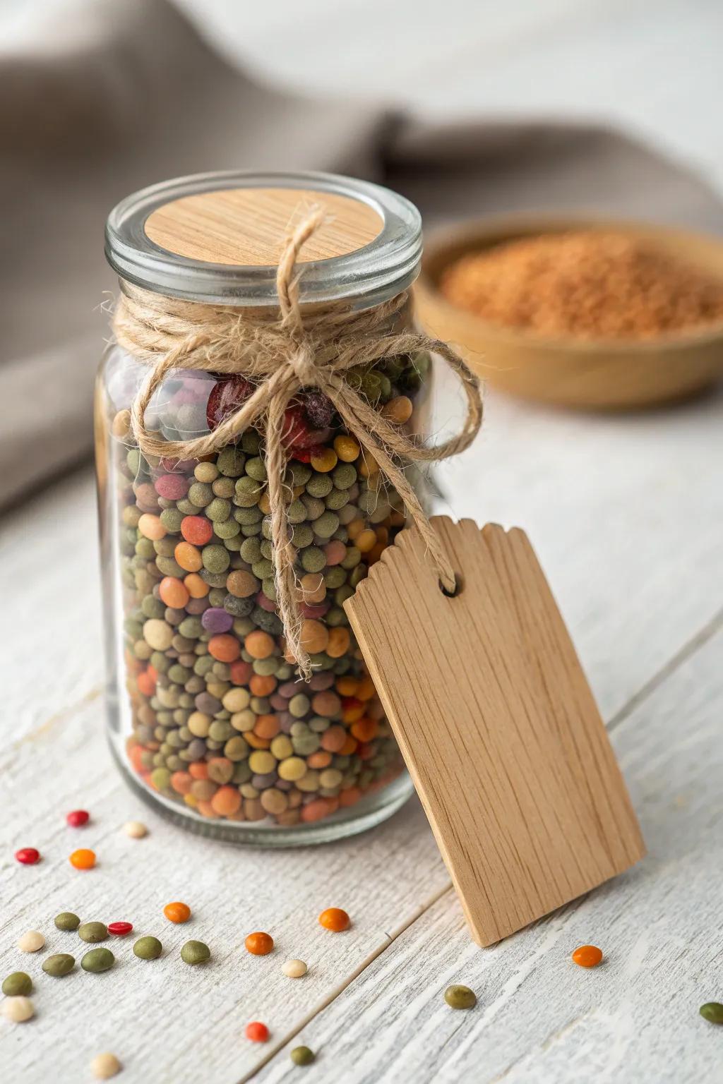 Elevate your pantry organization with charming wooden tags for a rustic touch. Perfect for the minimalist at heart.