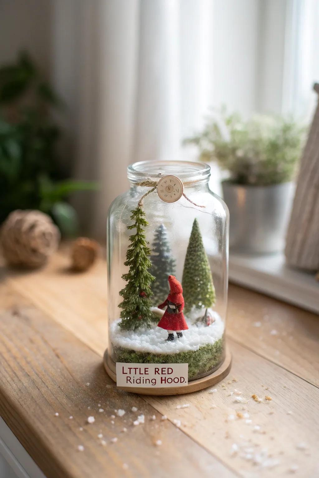 Capture the magic of Little Red Riding Hood with this enchanting Story Scene Jar.
