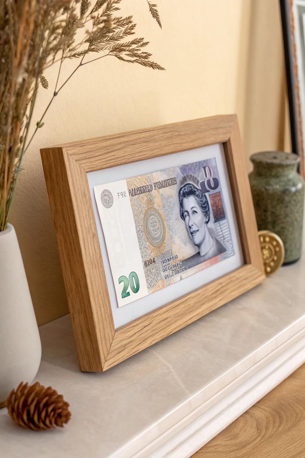 Elevate your space with the artful simplicity of minimalist money art.