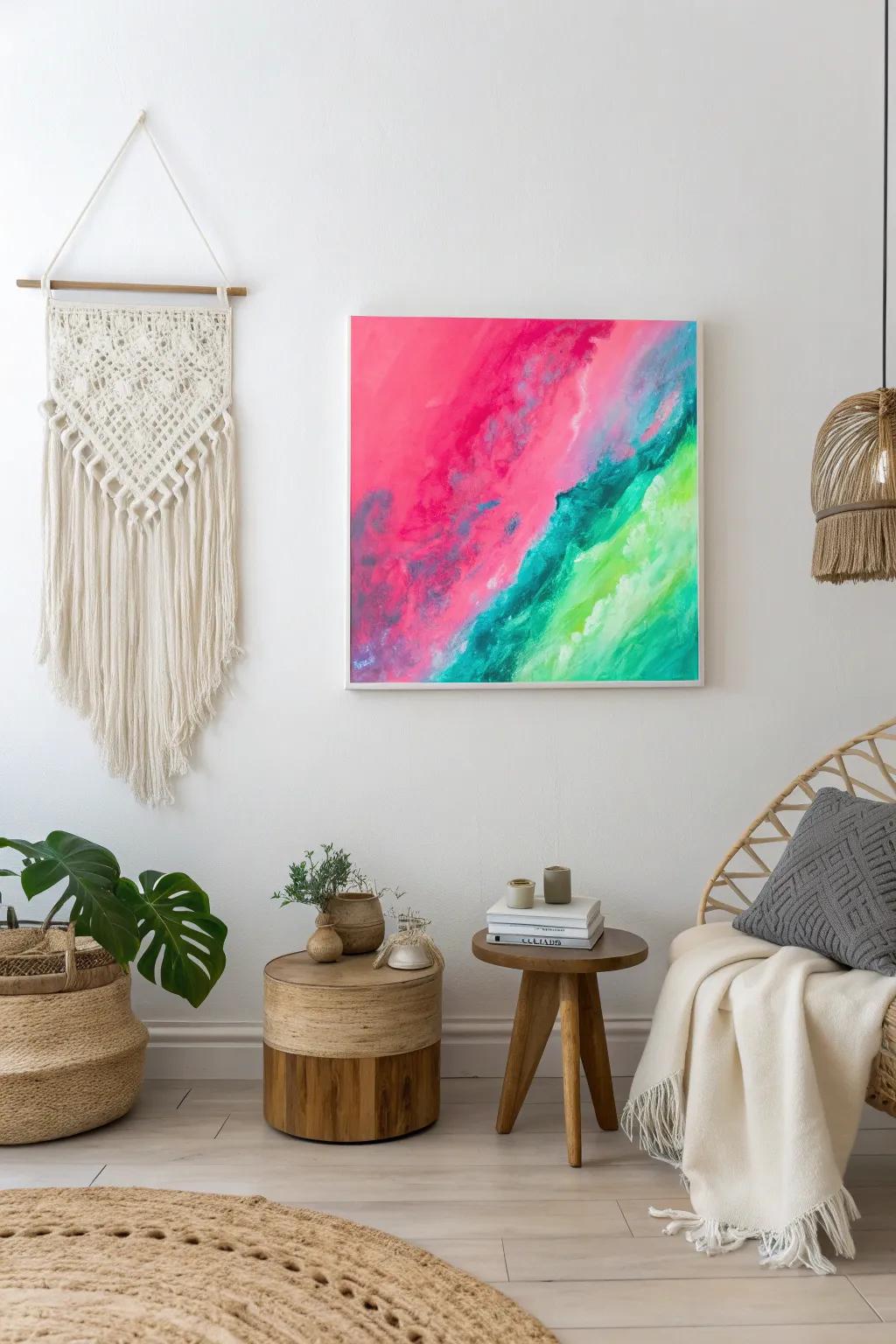 Illuminate your space with the vibrant dance of neon art—where minimalism meets a splash of bold creativity.