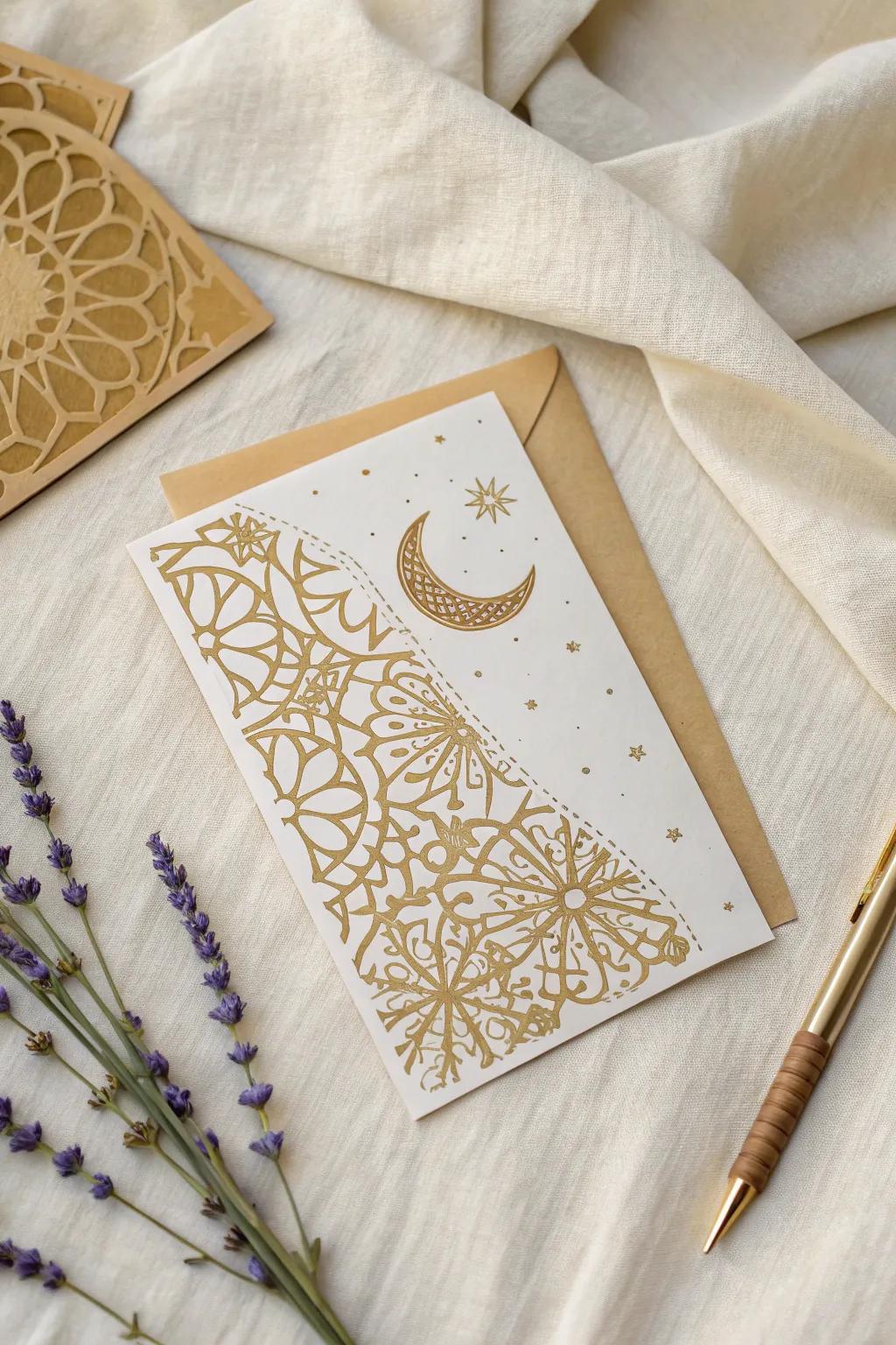 Celebrate Ramadan with eco-friendly elegance: a card design that speaks to the soul and the planet.