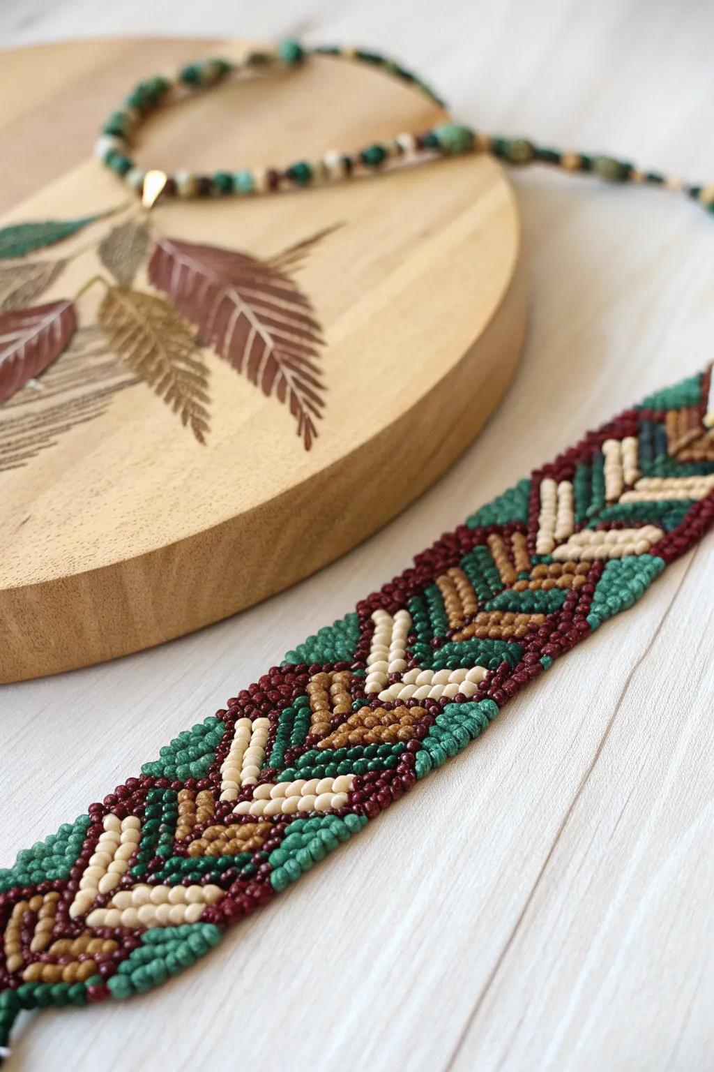 Embrace the beauty of the outdoors with this nature-inspired seed bead necklace.