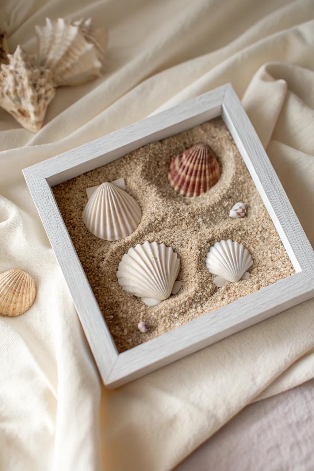 Bring the tranquility of the coast into your home with this elegant shadow box art.