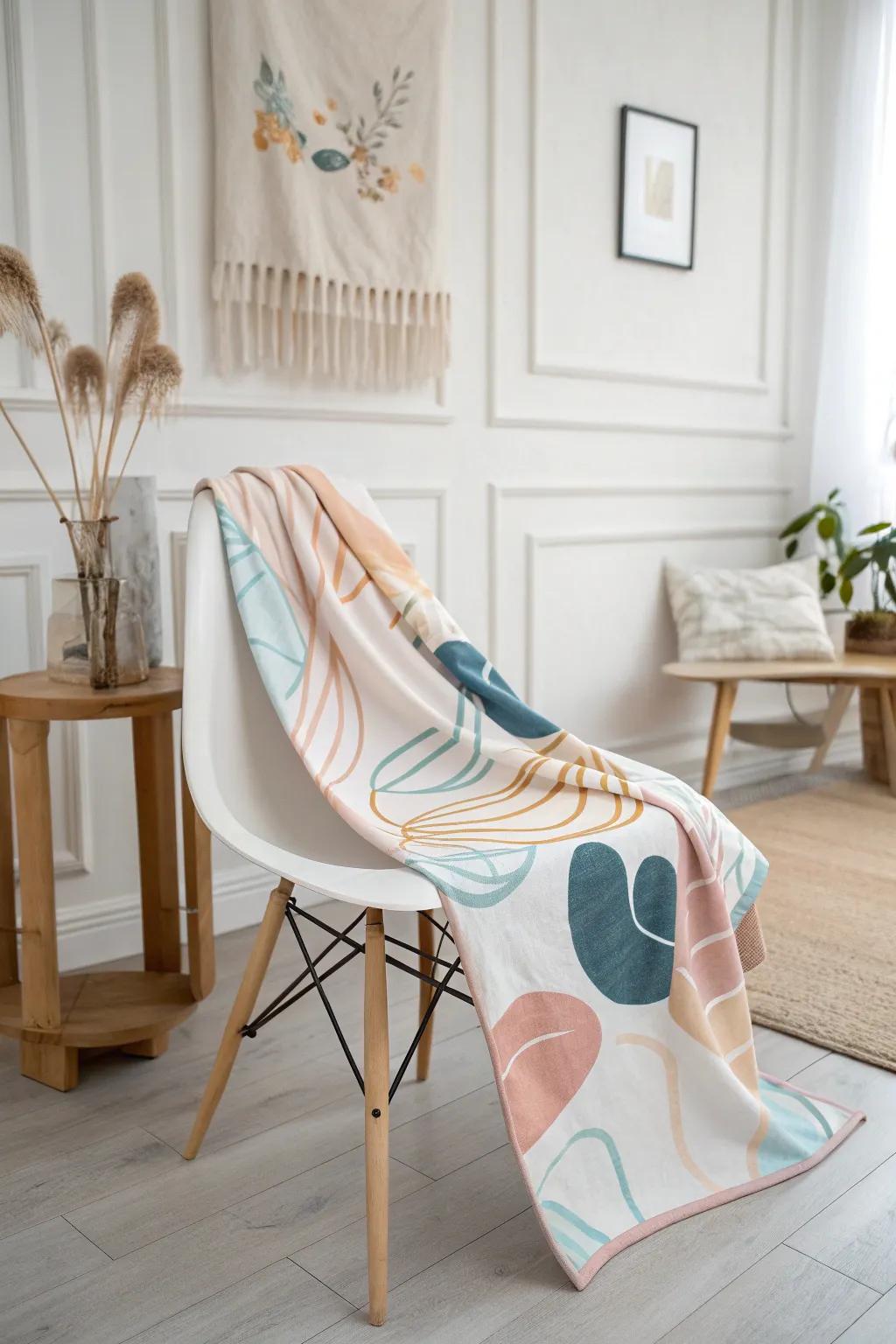 Wrap yourself in art with this chic abstract blanket, where simplicity meets creativity.