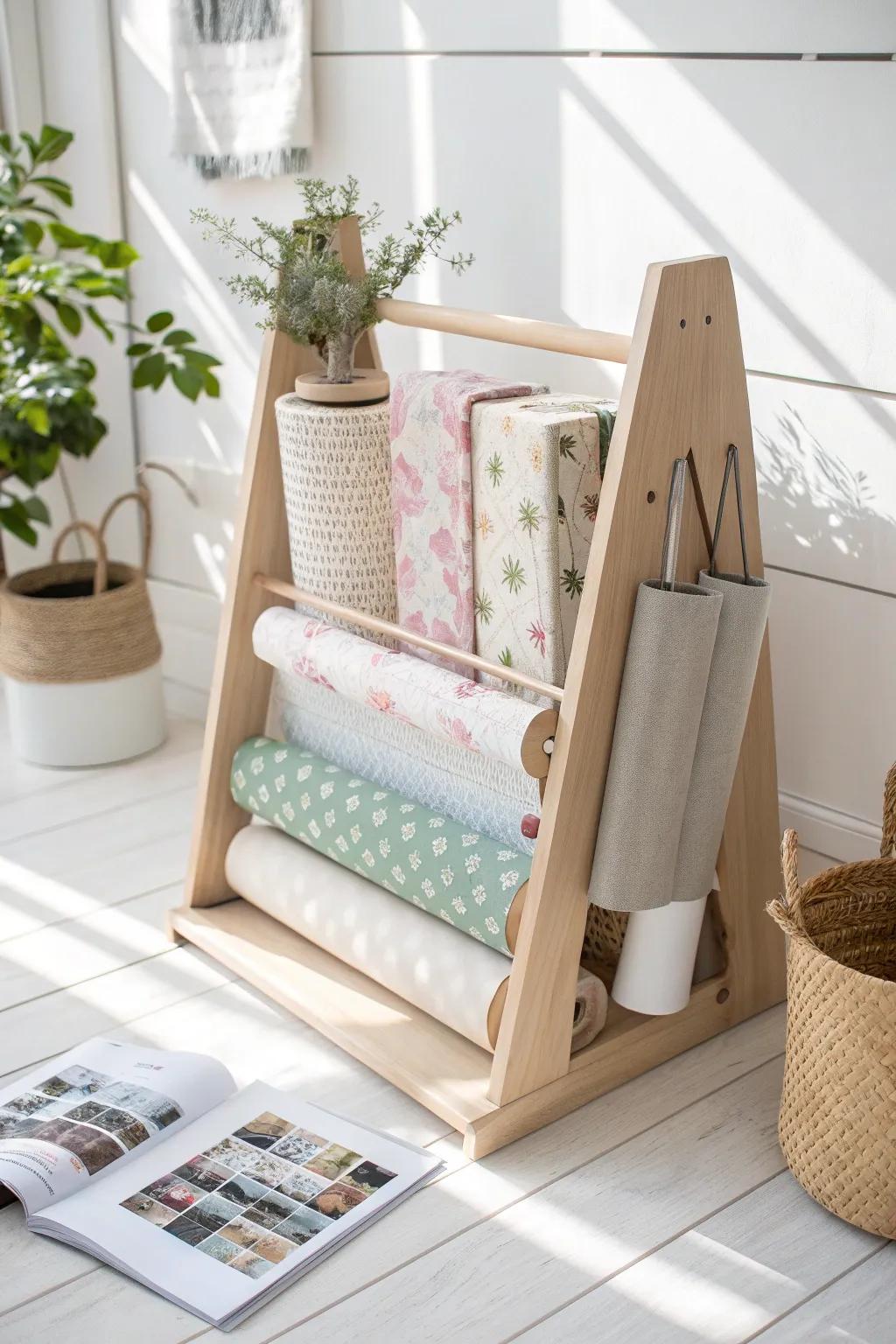 Transform your holiday wrapping experience with this chic and clutter-free gift wrap station. 🎁✨