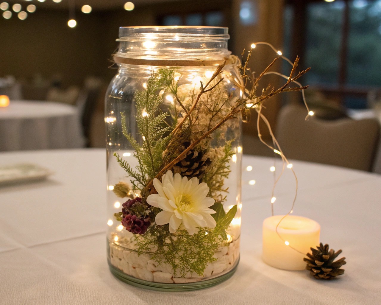 Begin with a clean and polished jar to ensure clarity and enhance the glow of your centerpiece.