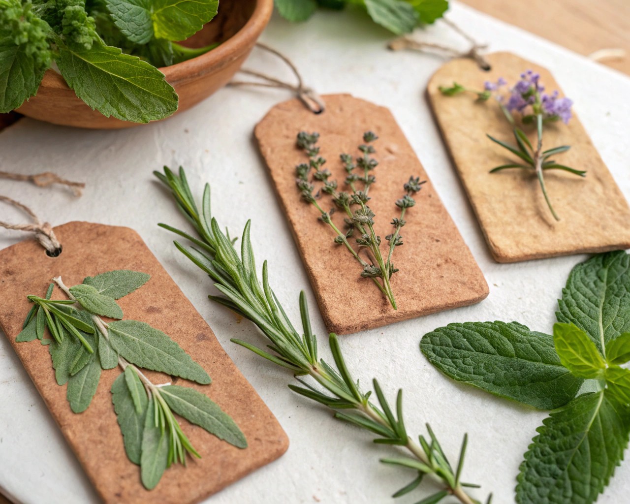 Crafting clay plant labels involves artistic techniques for unique lettering and textures.