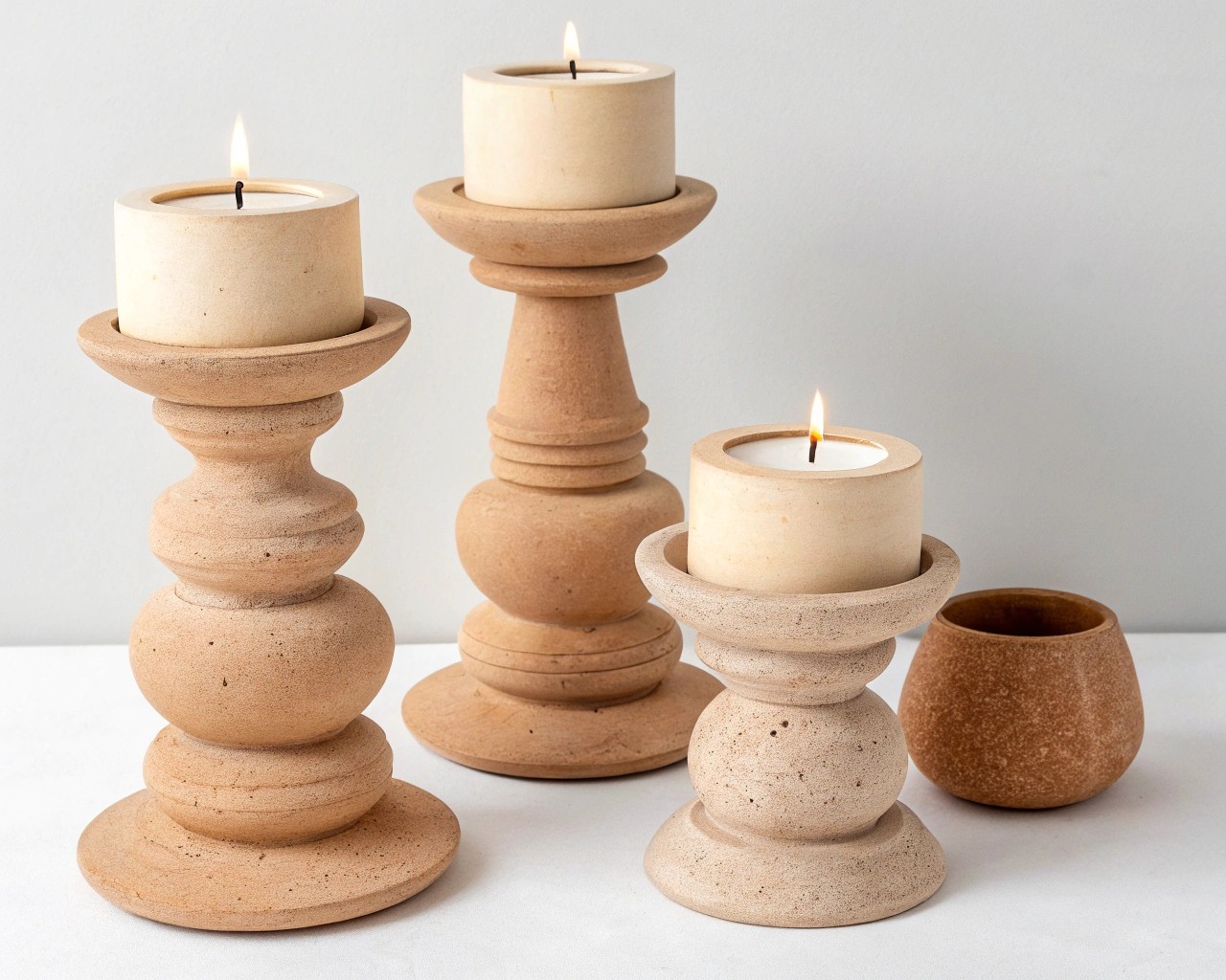 Experiment with advanced design techniques to create unique and stunning clay candle holders.