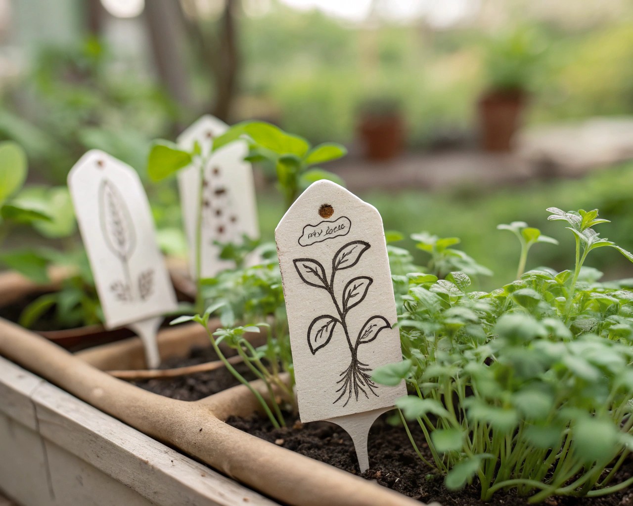 Explore various styles of clay plant labels to match any garden setting.